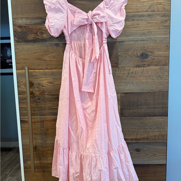 English Factory Pink Maxi Sundress with Bow and Puff Sleeve - Picture 11 of 12